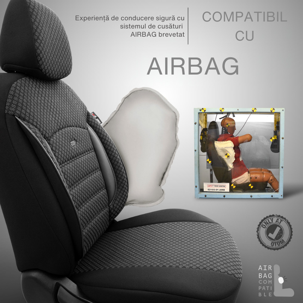 Set Huse Scaun Otom Comfort 11 Buc Negru / Gri