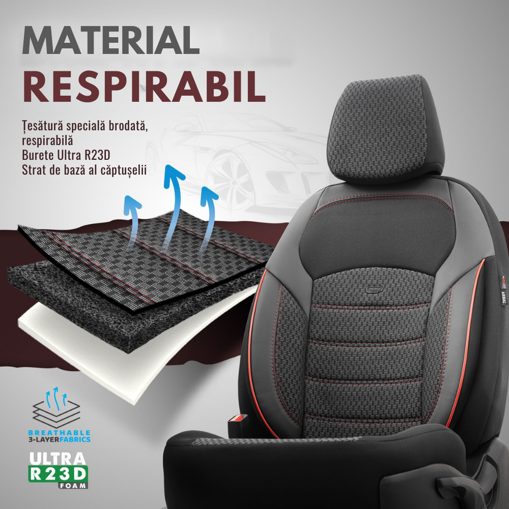 Set Huse Scaun Opel Astra G OTOM Nova Negru/Rosu