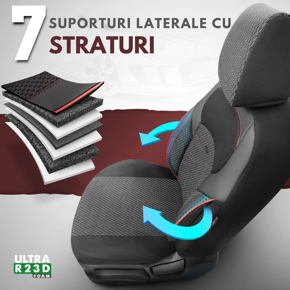 Set Huse Scaun Opel Astra G OTOM Nova Negru/Rosu