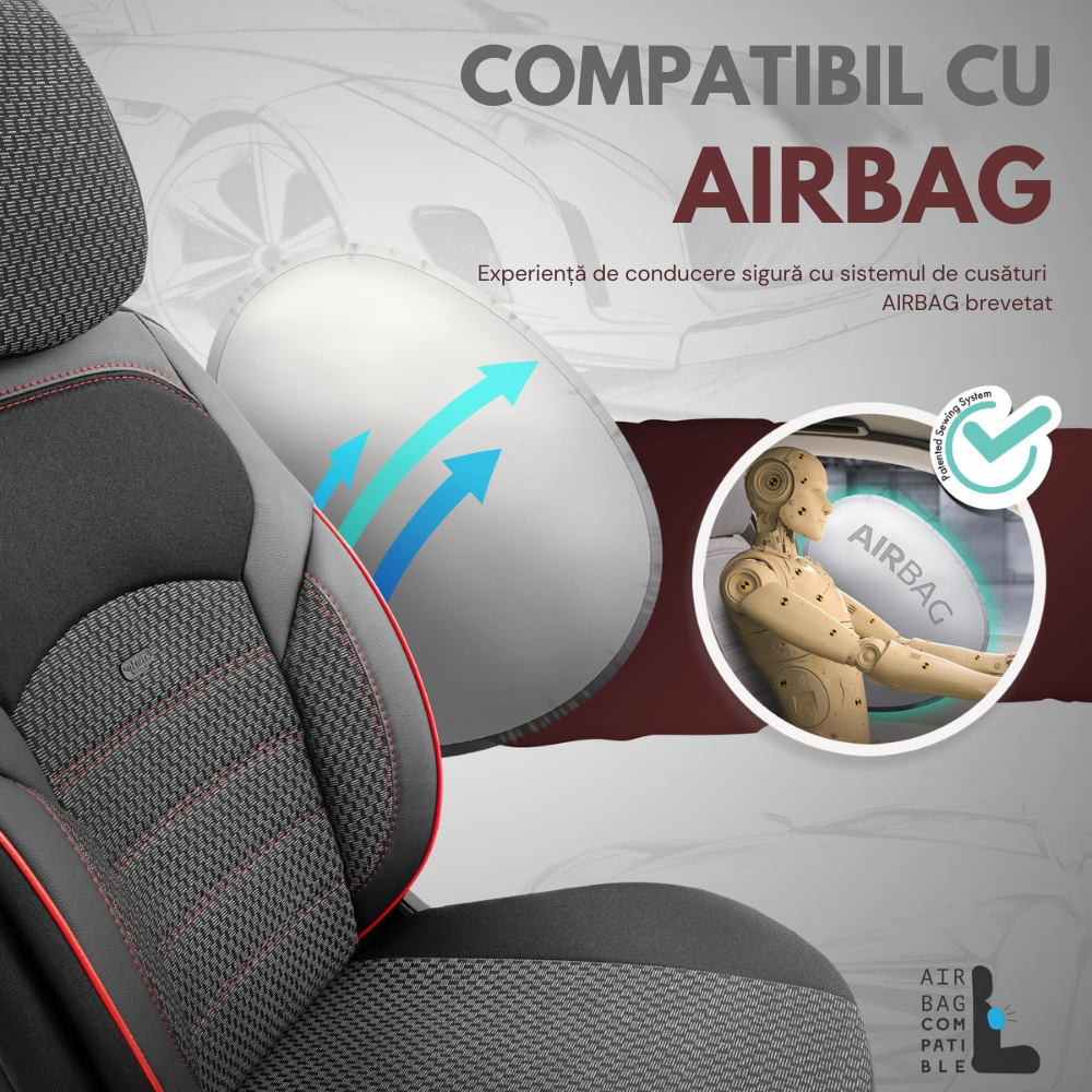 Set Huse Scaun Opel Astra G OTOM Nova Negru/Rosu