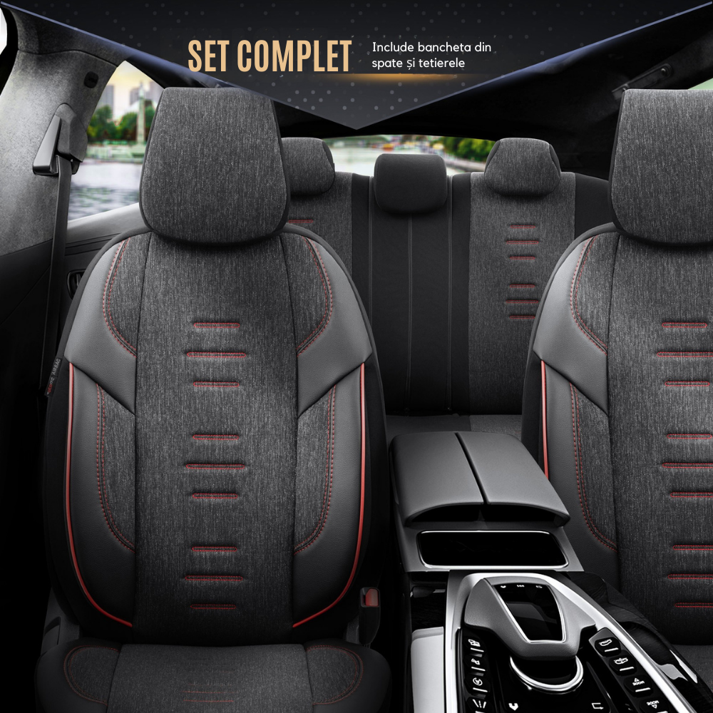 Set Huse Scaun Suzuki Vitara OTOM Throne Negru/Rosu