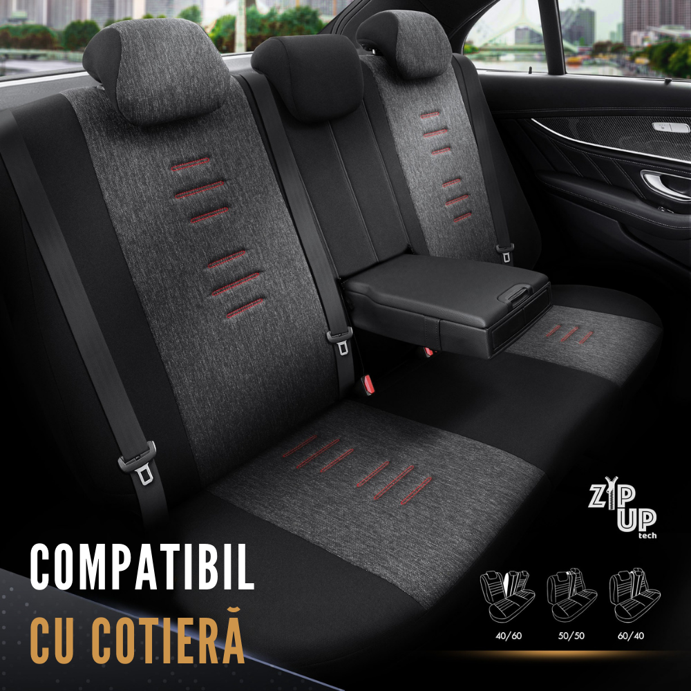 Set Huse Scaun Suzuki Vitara OTOM Throne Negru/Rosu