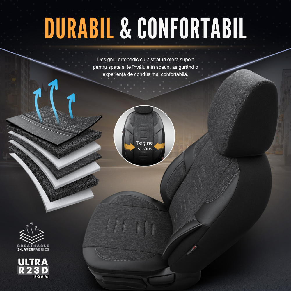 Set Huse Scaun Skoda Superb OTOM Throne Negru Smoked