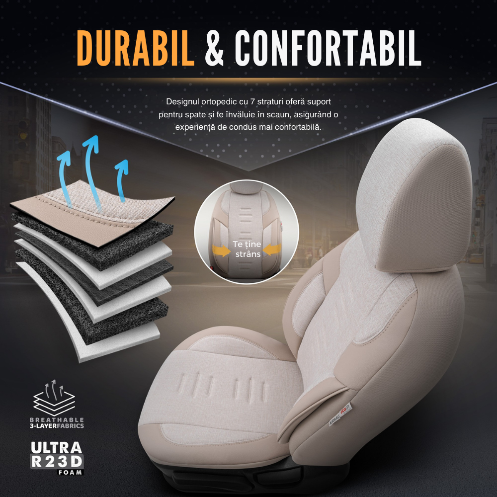 Set Huse Scaun Skoda Superb Otom Throne Bej