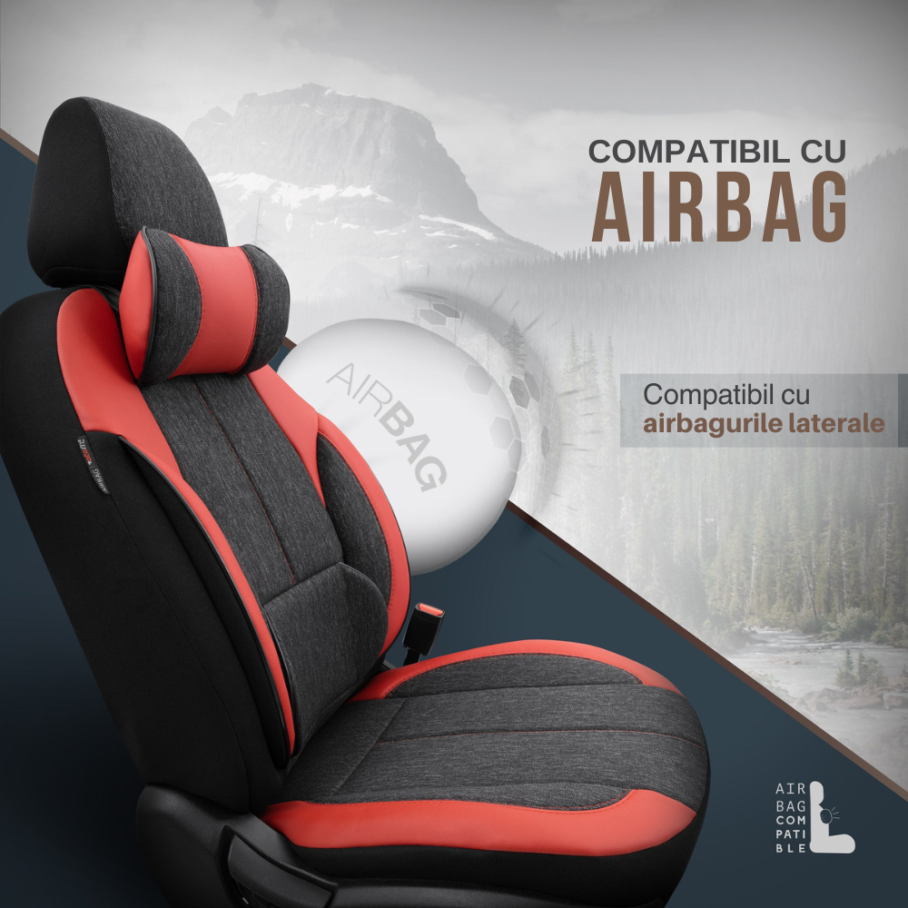 Set Huse Scaun OTOM Voyager Negru/Rosu
