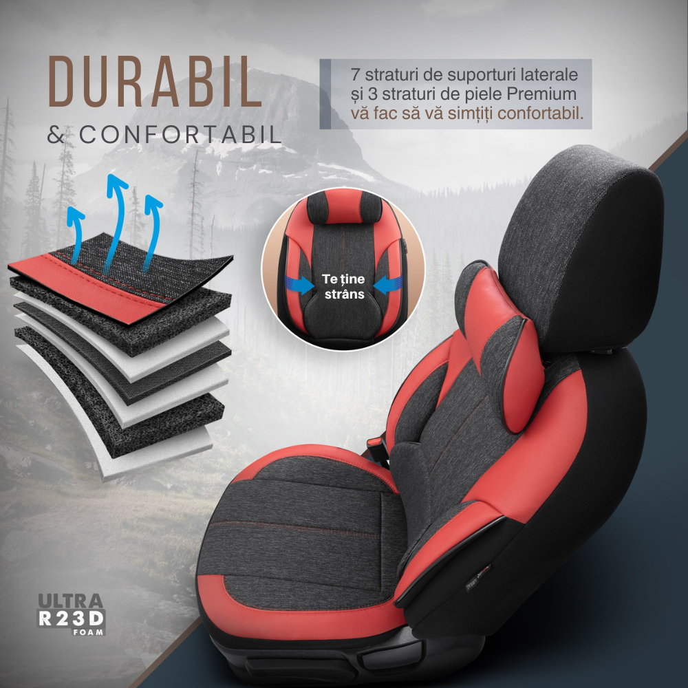 Set Huse Scaun OTOM Voyager Negru/Rosu