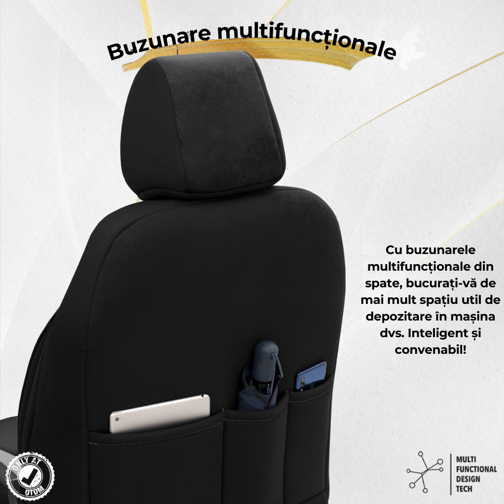 Set Huse Scaun Otom Iconic 702 Negru/Gri -11Buc