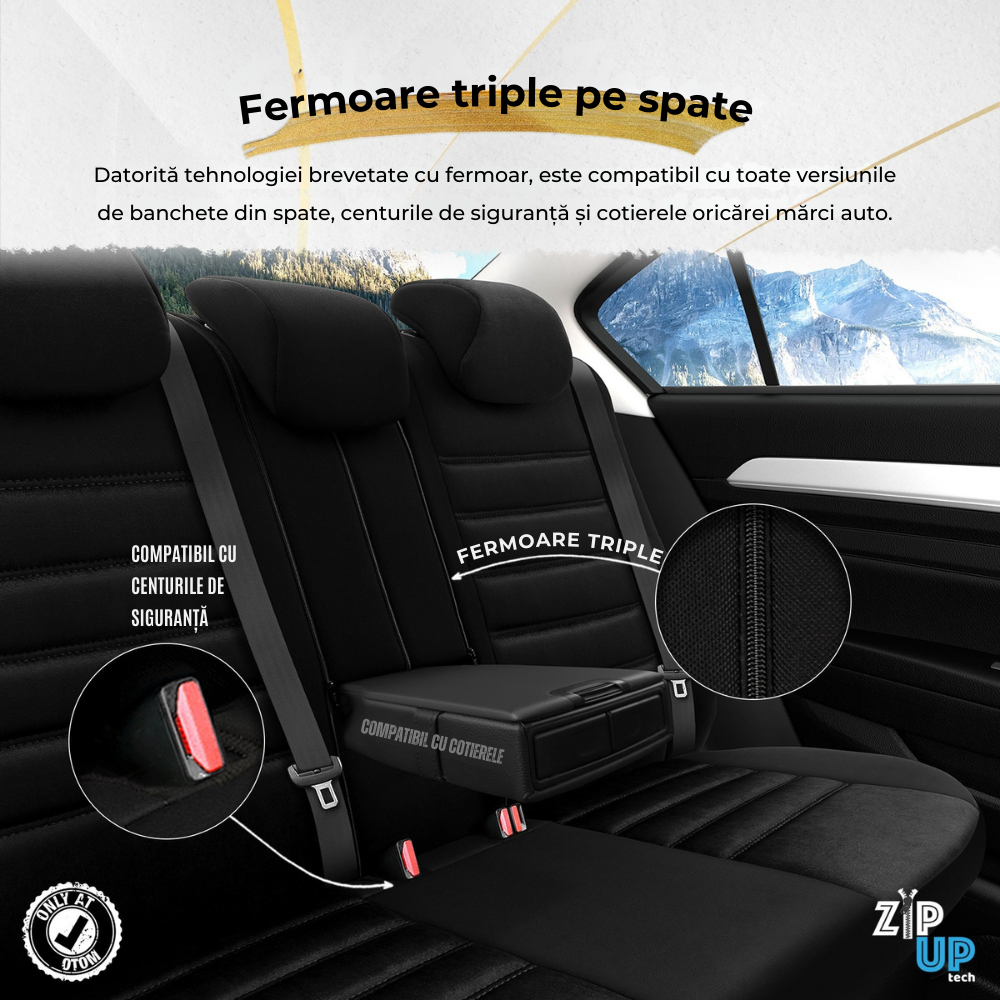Set Huse Scaun Otom Iconic 702 Negru/Gri -11Buc