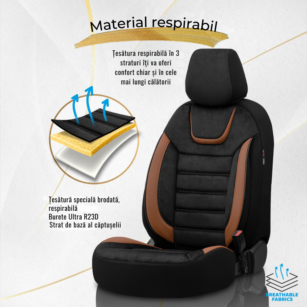 Set Huse Scaun Hyundai i30 Otom Iconic 704 Negru/Brun -11Buc