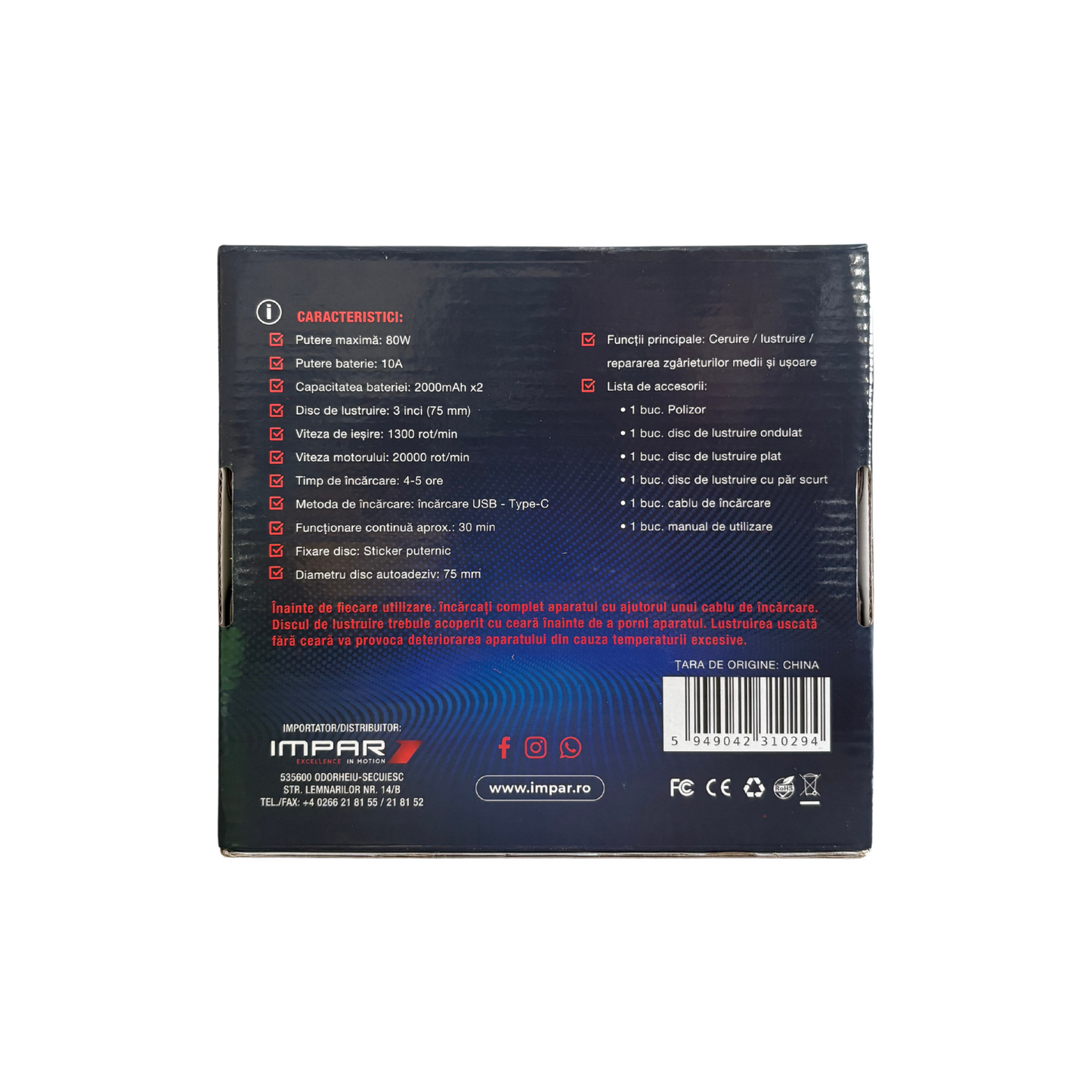 Polizor Auto Cu Acumulator Cu 3 Disc Carmax