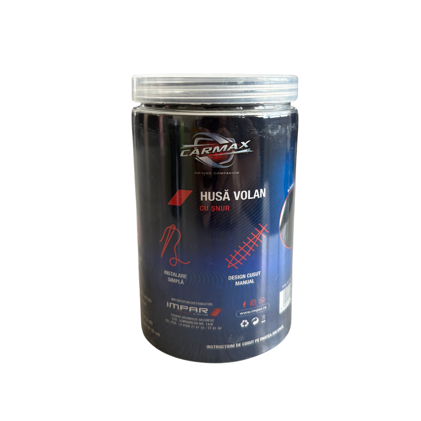 Husa Volan Cu Snur - Negru/Rosu Carmax