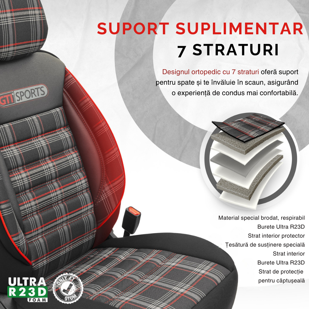 Set Huse Scaun Otom GTI801 Sport Negru / Rosu