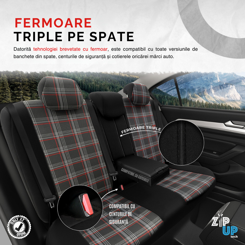 Set Huse Scaun Otom GTI801 Sport Negru / Rosu