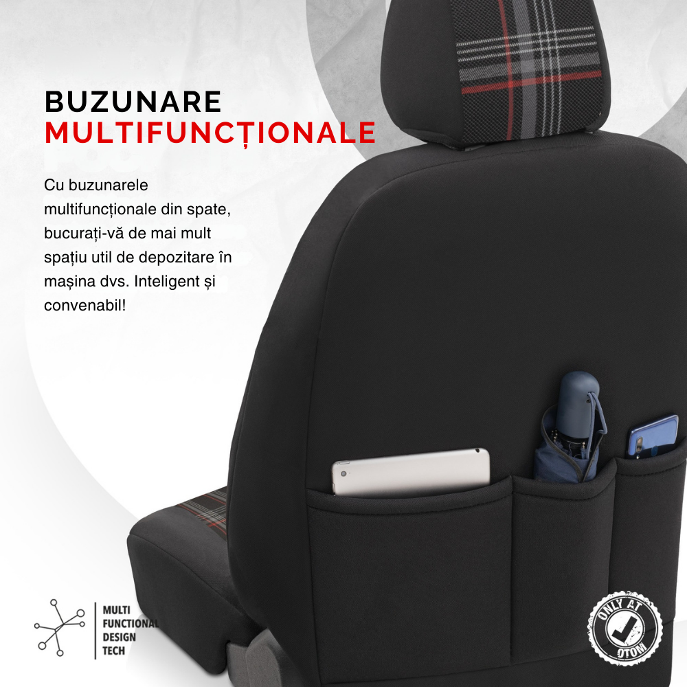 Set Huse Scaun Otom GTI801 Sport Negru / Rosu