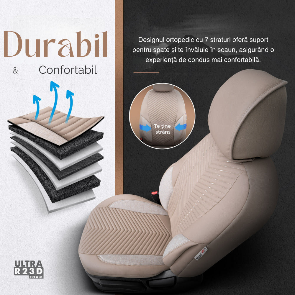 Set Huse Scaun Ford Focus OTOM Advanced Leather Bej