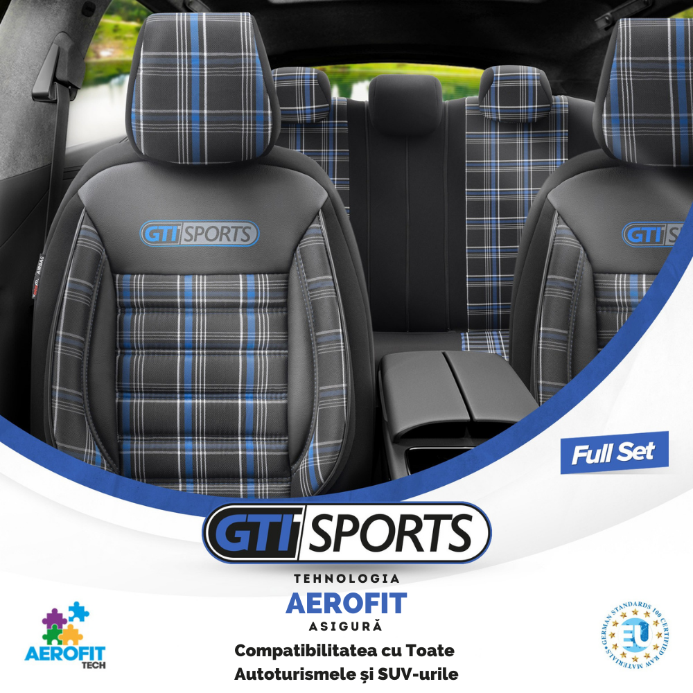 Set Huse Scaun Otom GTI803 Sport Negru / Albastru
