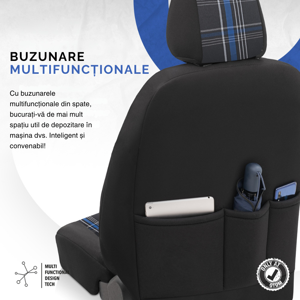 Set Huse Scaun Otom GTI803 Sport Negru / Albastru