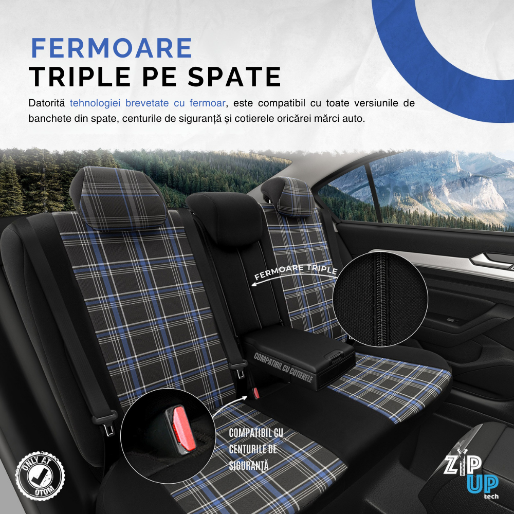 Set Huse Scaun Otom GTI803 Sport Negru / Albastru