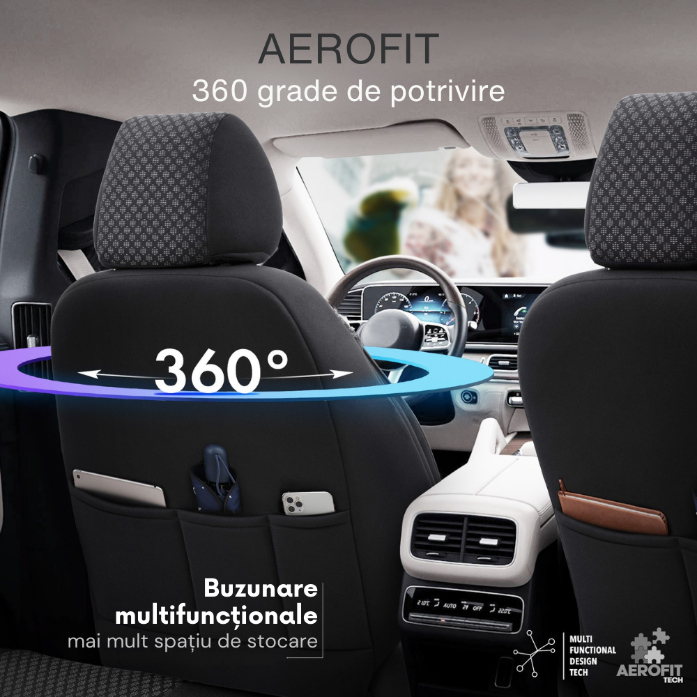 Set Huse Scaun Otom Comfort 11 Buc Negru / Gri