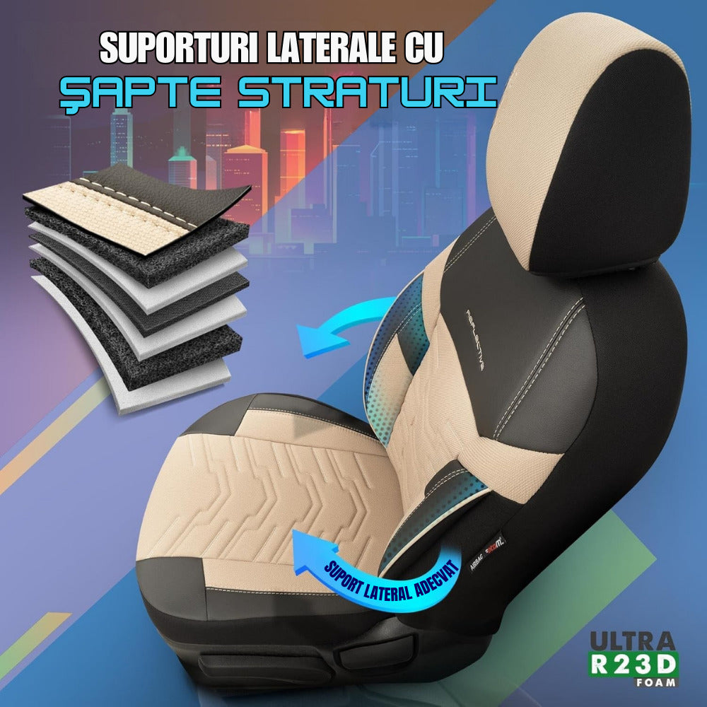 Set Huse scaun universal Otom Reflective Negru/Bej