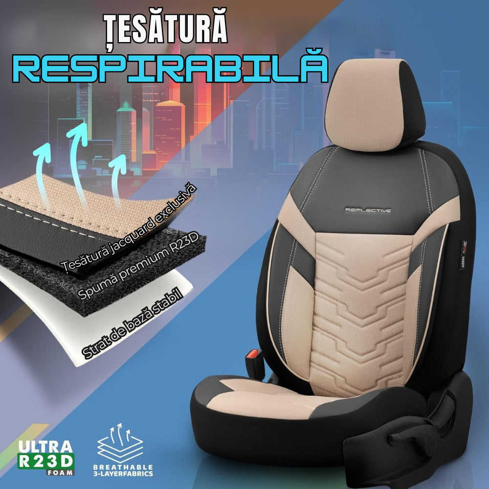 Set Huse scaun universal Otom Reflective Negru/Bej