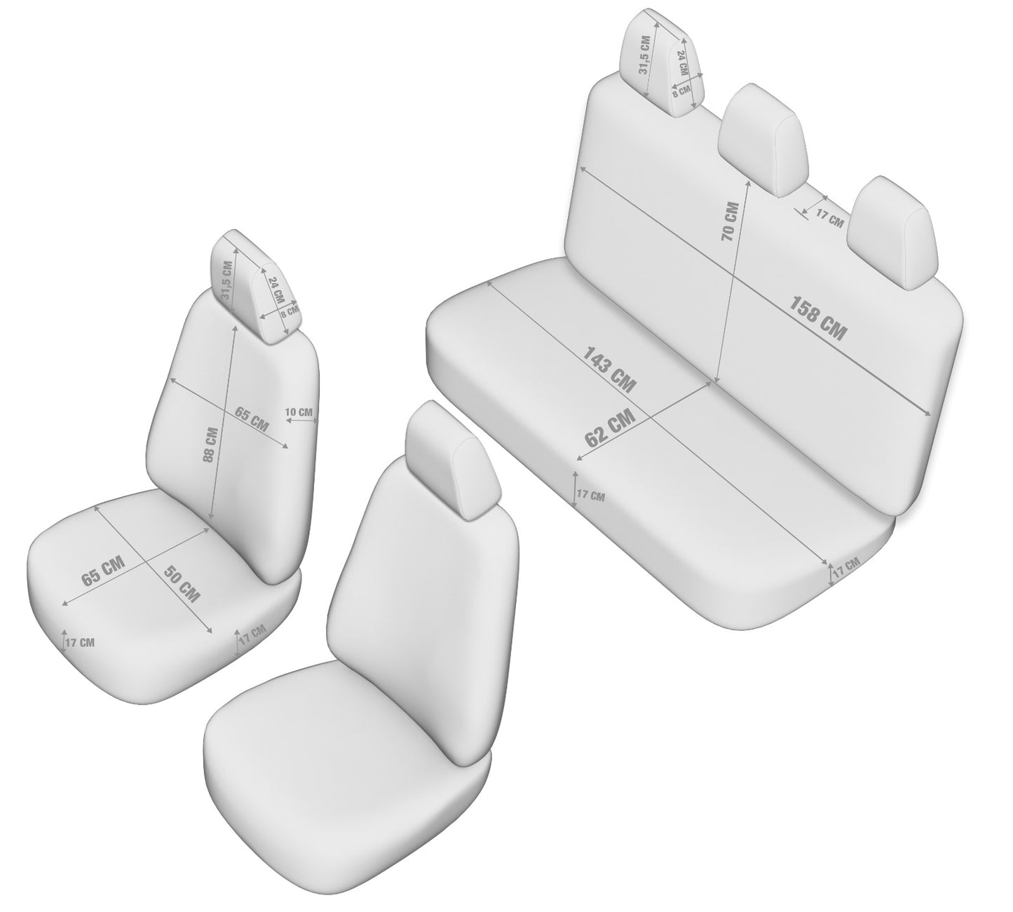 Set Huse Scaun Otom Comfort 11 Buc Negru / Gri