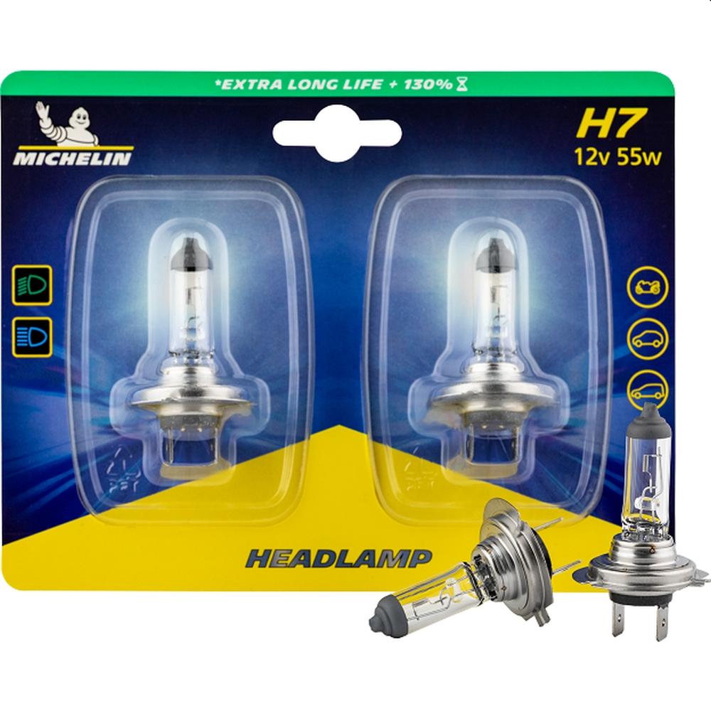 Set 2 becuri 12v 55w h7 extra long life 130% - MICHELIN