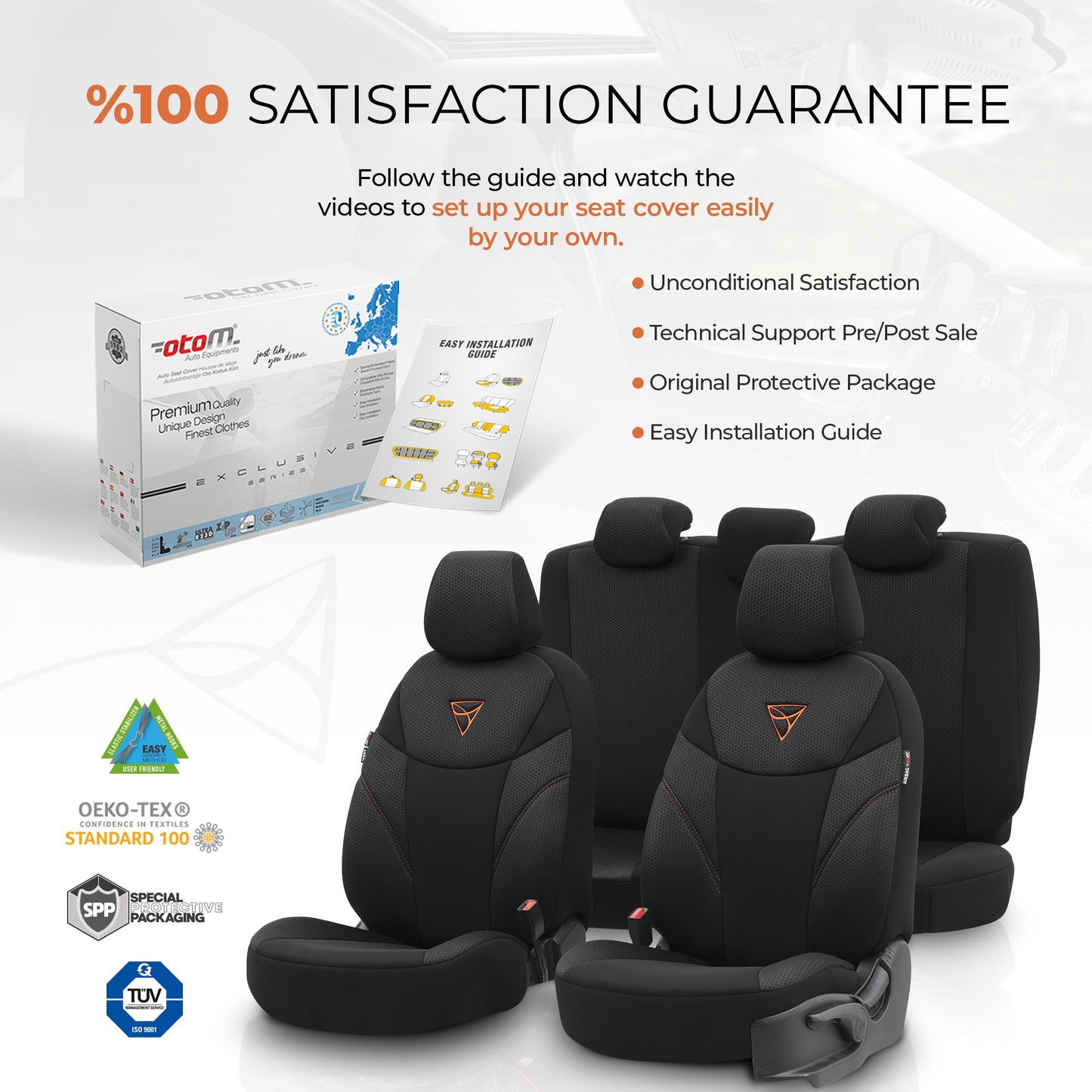 Set Huse Scaun Otom Aura 1802 -11 Buc - Portocaliu