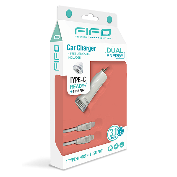 Incarcator auto 3.1A + Cablu Type C-Lightning Fifo