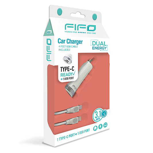 Incarcator auto 3.1A + Cablu Type C-Lightning Fifo