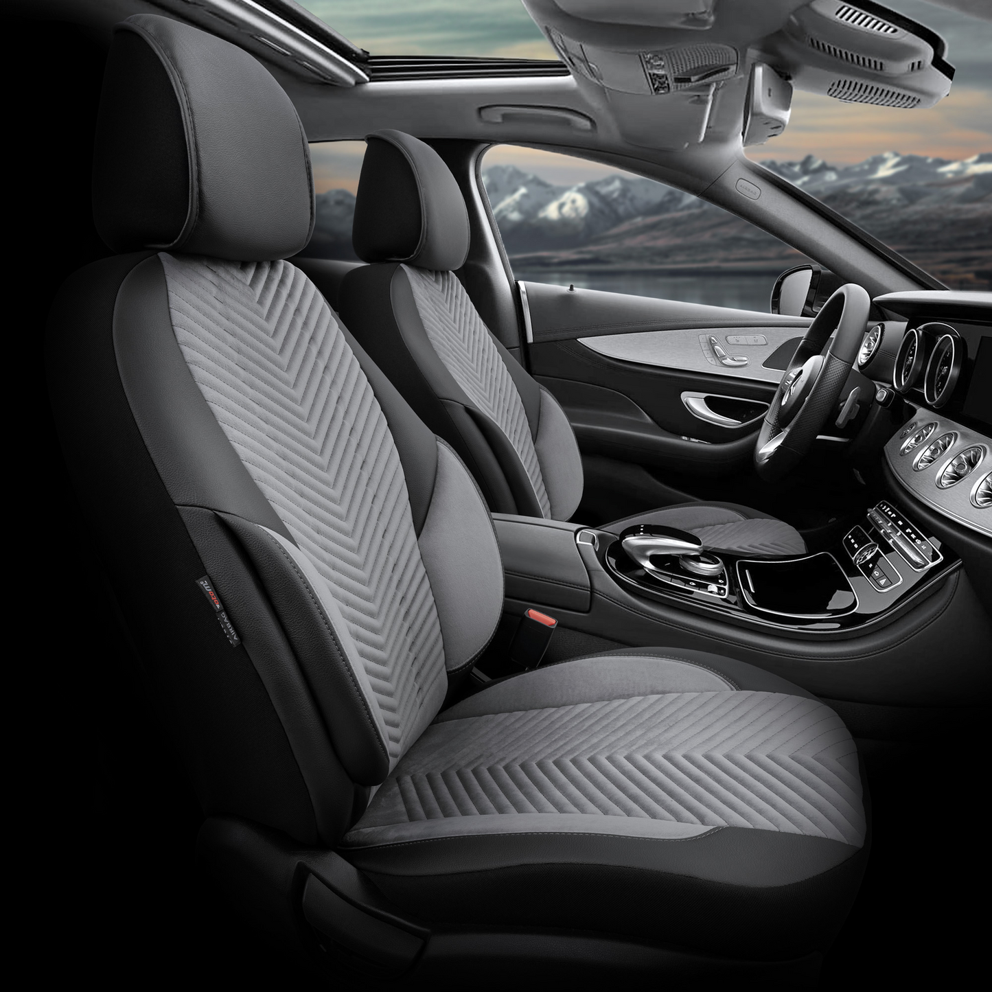 Set Huse Scaun OTOM Advanced Leather Suede Negru/Smoked