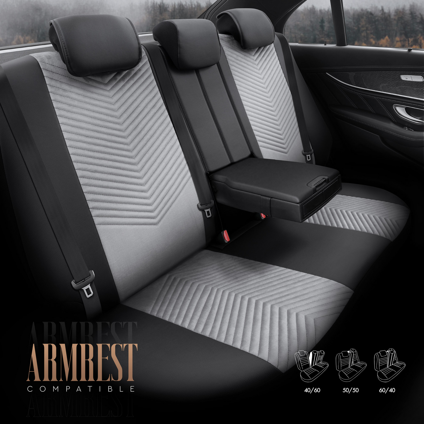 Set Huse Scaun OTOM Advanced Leather Suede Negru/Smoked