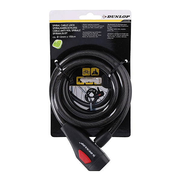 Cablu antifurt bicicleta 150Cm cu cheie negru Dunlop