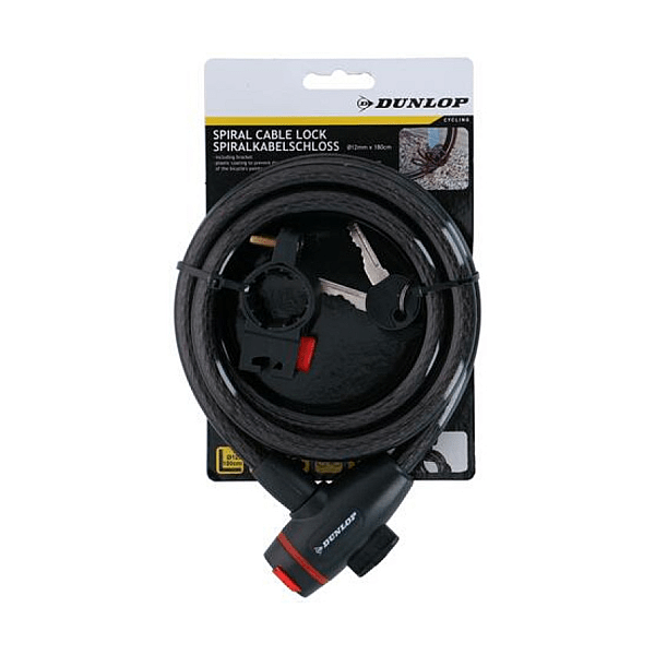 Cablu antifurt cu cheie + suport 180Cm negru Dunlop