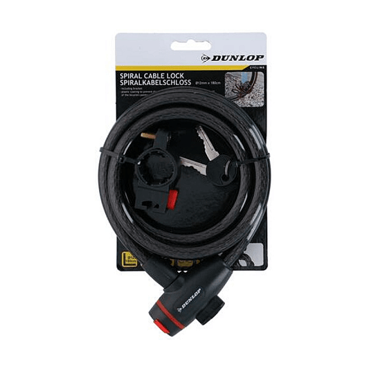 Cablu antifurt cu cheie + suport 180Cm negru Dunlop