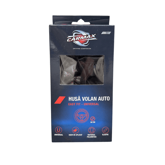 Husa volan auto elastic negru/rosu Carmax