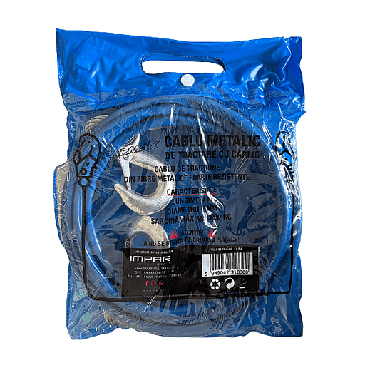 Cablu Metalic de Tractare cu Carlig 4M 3T Carmax