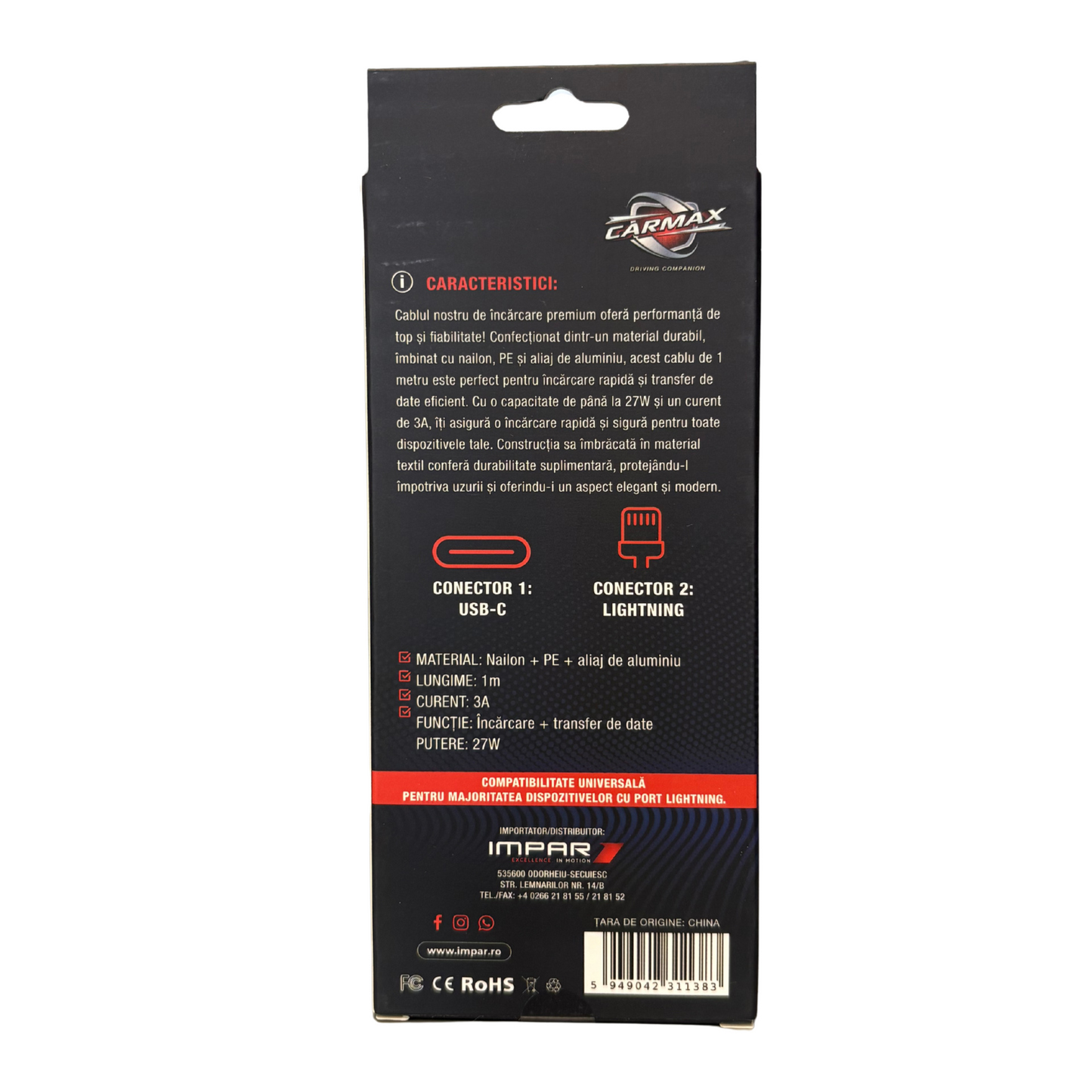 Cablu de Incarcare 1M TYPE-C/LIGHTNING