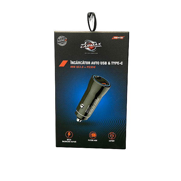 Stecher Auto Dual USB/TYPE-C 48W Carmax