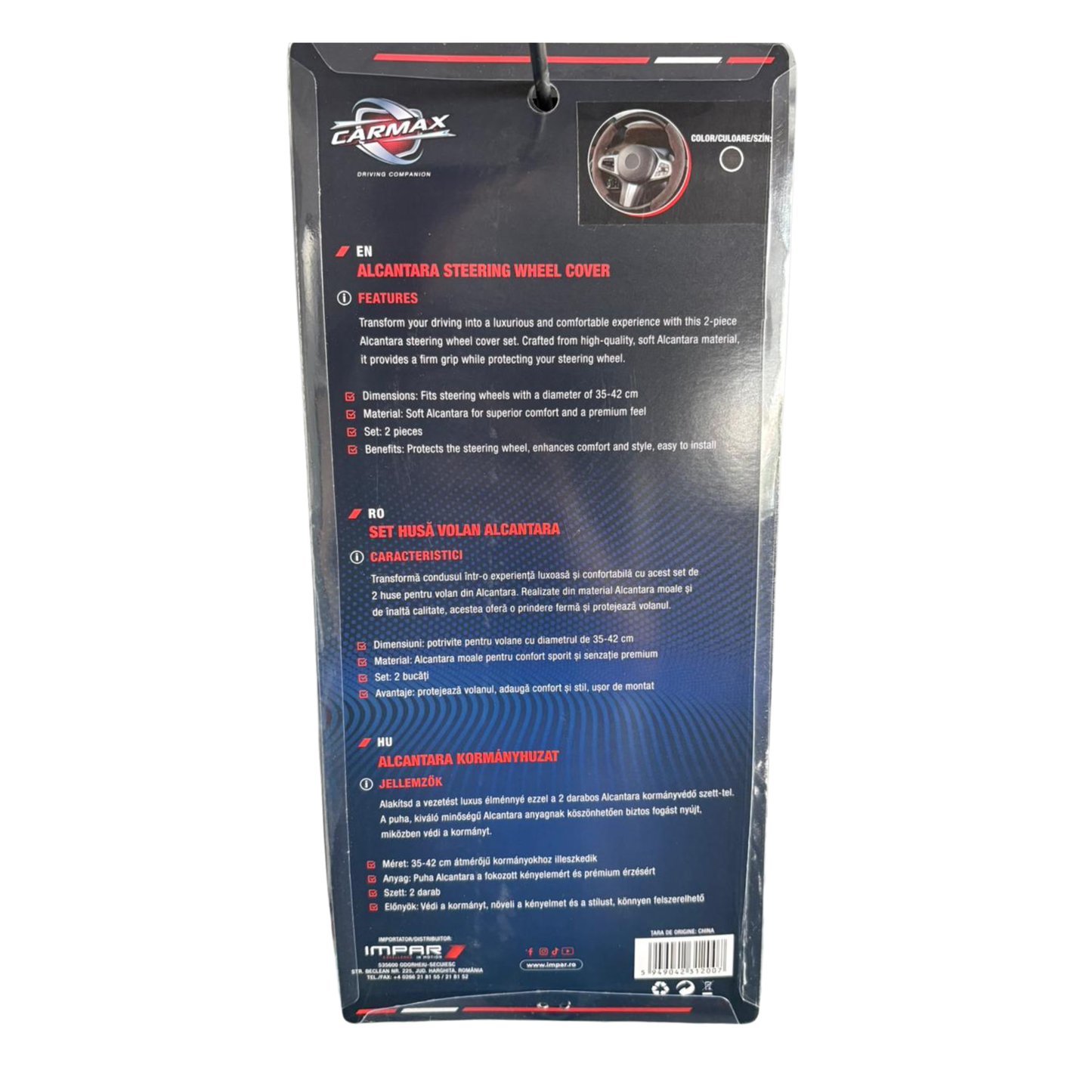 Husa Volan Auto 2 Buc Alcantara Maro Inchis