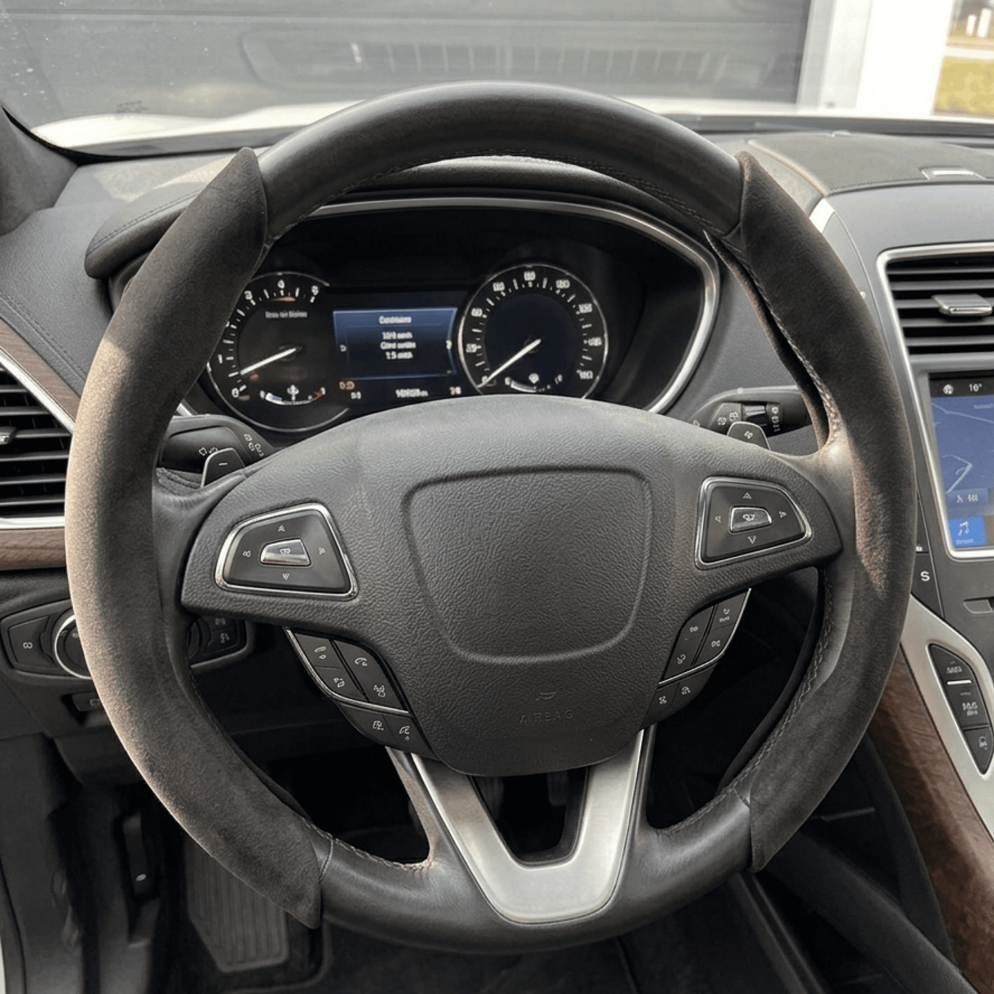 Husa Volan Auto 2 Buc Alcantara Negru Carmax
