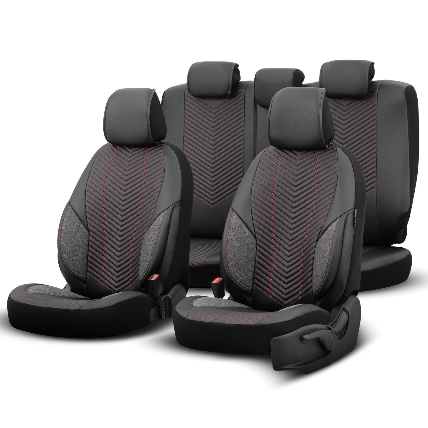 Set Huse Scaun OTOM Advanced Leather Negru/Rosu