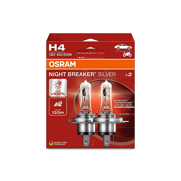 Osram Bec 60/55W/12V H4 Night Breaker Silver Duobox