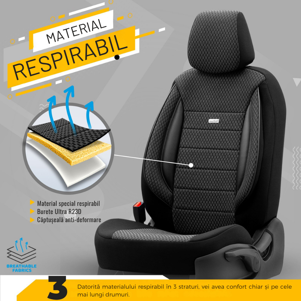 Set Huse scaun universal OTOM Style 401 Negru/Gri