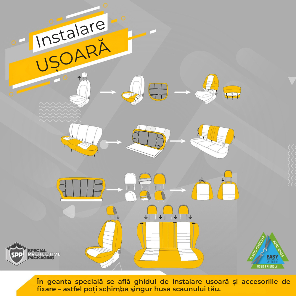 Set Huse scaun universal OTOM Style 401 Negru/Gri