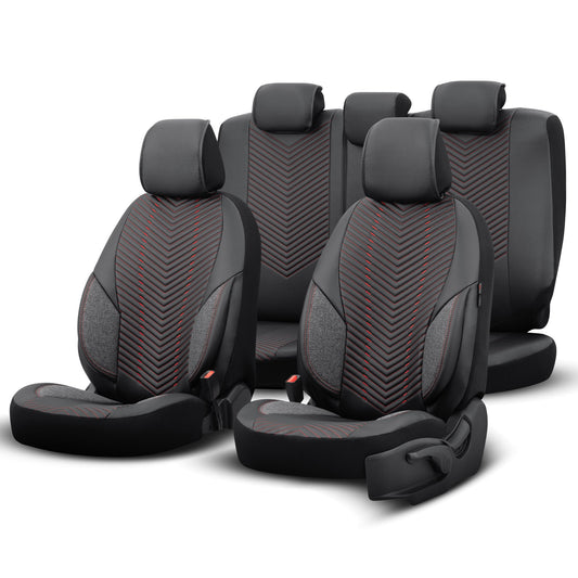 Set Huse Scaun Dacia Duster OTOM Advanced Leather Negru/Rosu