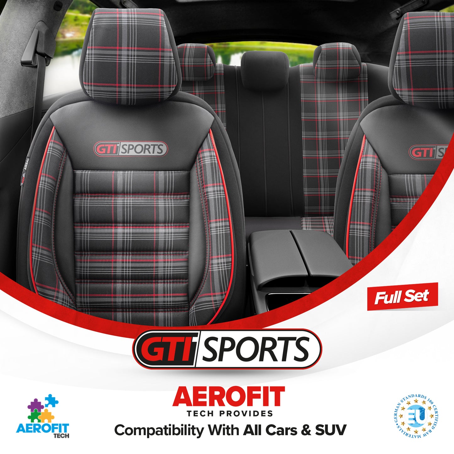 Set Huse Scaun Otom GTI801 Sport Negru / Rosu