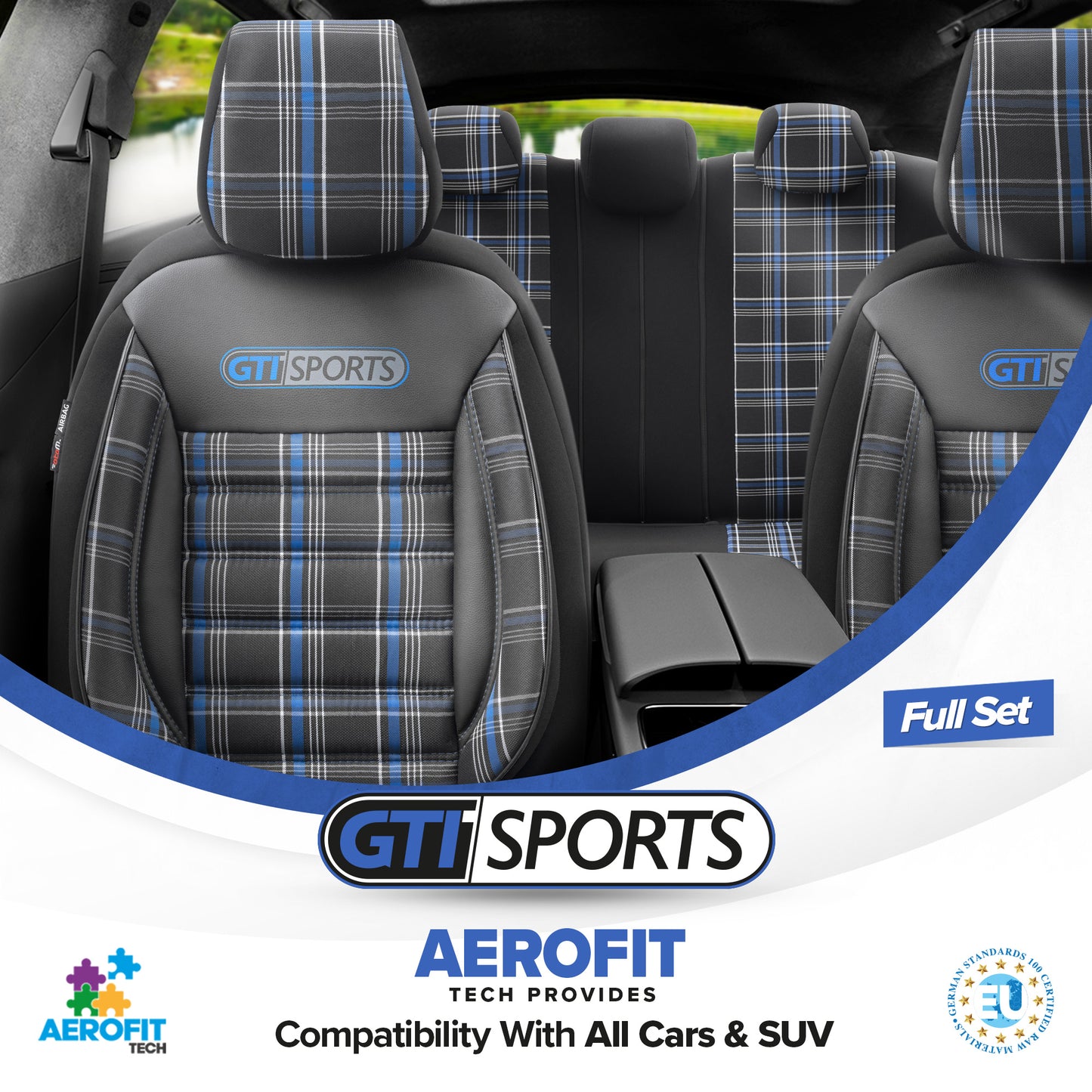 Set Huse Scaun Otom GTI803 Sport Negru / Albastru