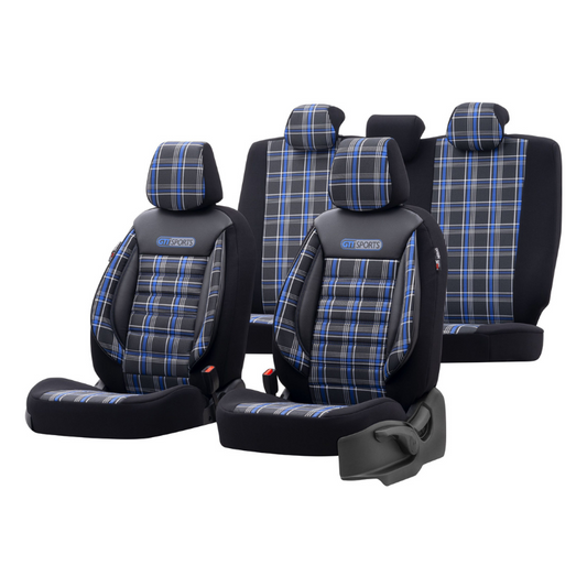 Set Huse Scaun Nissan Qashqai Otom GTI803 Sport Negru / Albastru